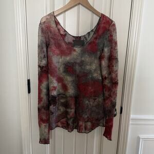 Vintage Aida Dalati Y2K Sheer Burnout Mesh Top Women’s Size Medium